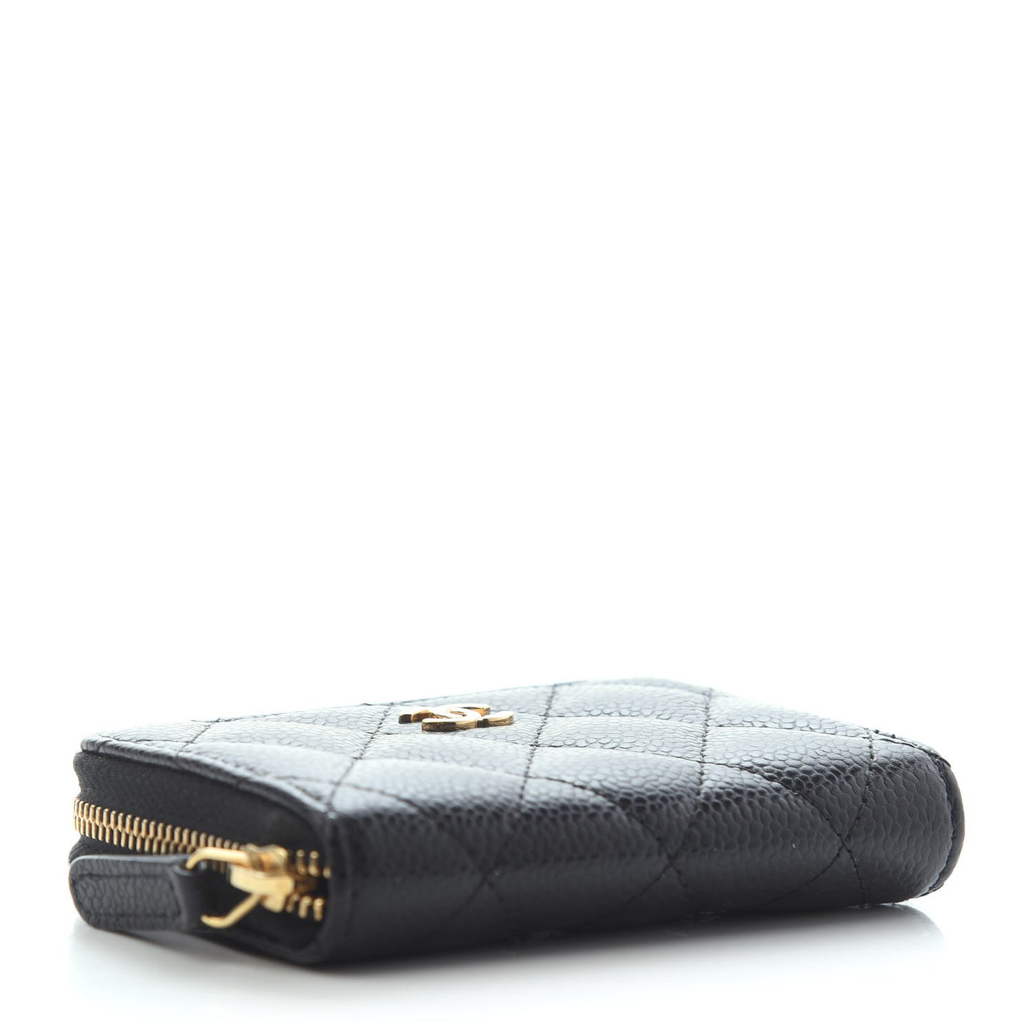 Caviar Quilted Zip Coin Purse Black