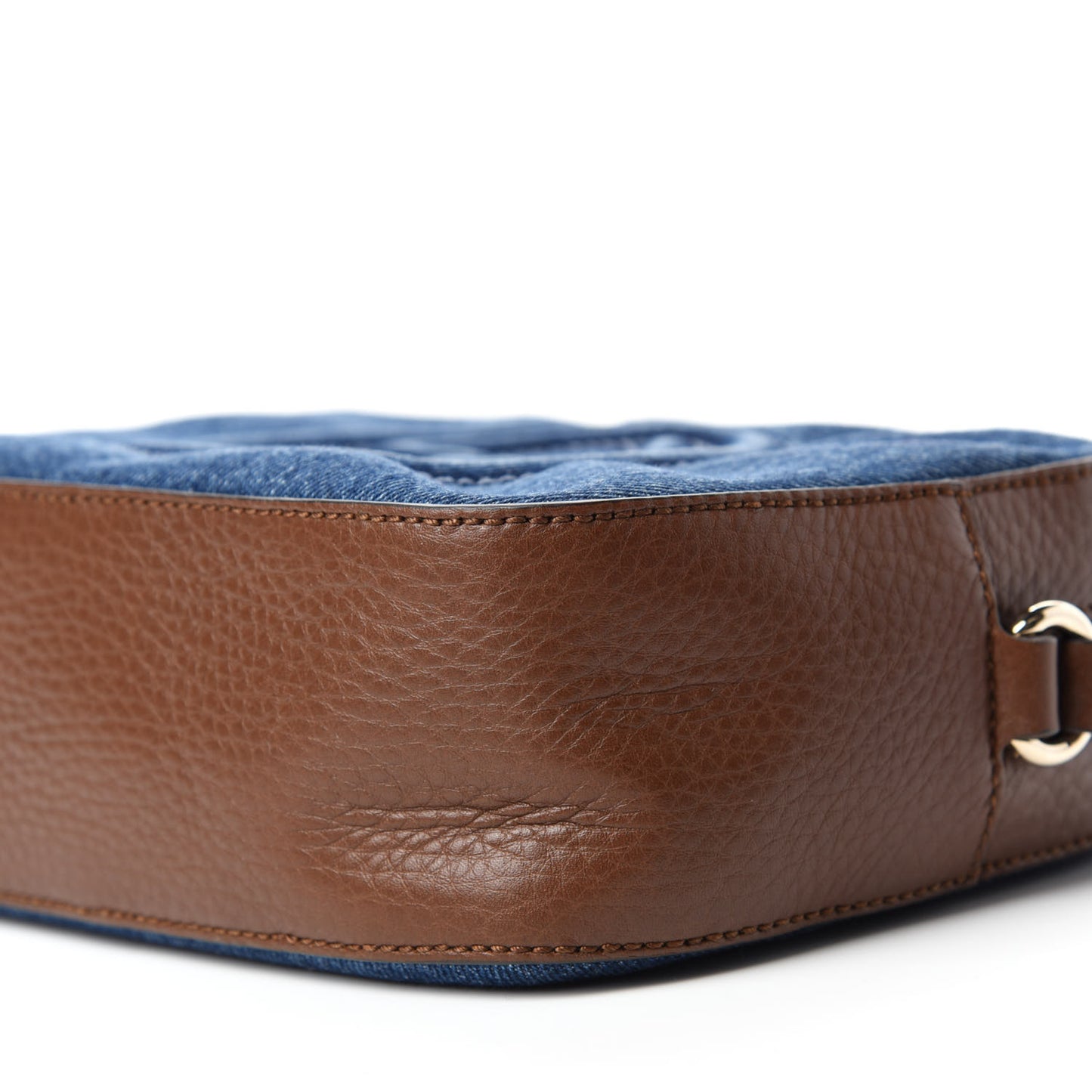 Denim Pebbled Calfskin Small Soho Disco Bag Blue Brown