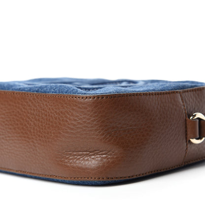 Gucci Denim Pebbled Calfskin Small Soho Disco Bag Blue Brown 7 of 10