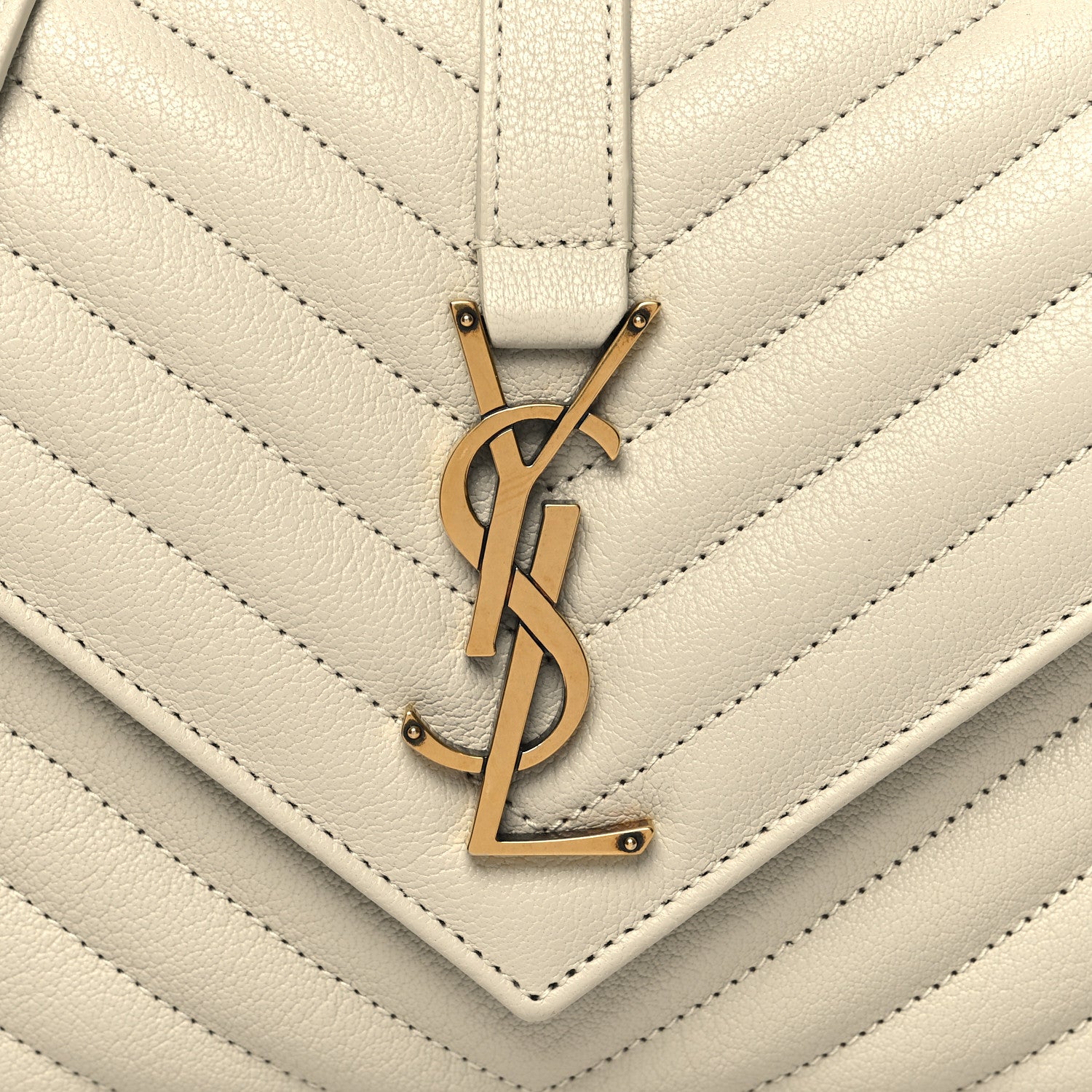 Saint Laurent Sheepskin Matelasse Chevron Monogram Medium College Bag Crema Soft 7 of 10