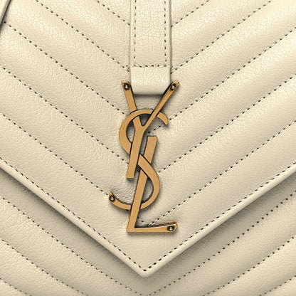 Saint Laurent Sheepskin Matelasse Chevron Monogram Medium College Bag Crema Soft 7 of 10