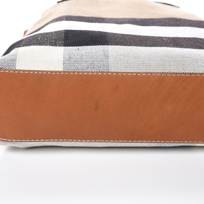 Burberry Canvas Mega Check Medium Tottenham Brit Tote Saddle Brown 11 of 16