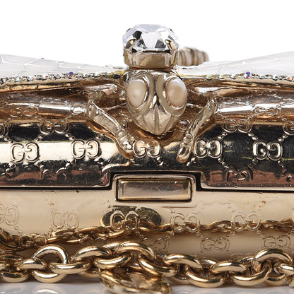 Gucci Metal Guccissima Dragonfly Minaudiere Clutch Gold 10 of 16