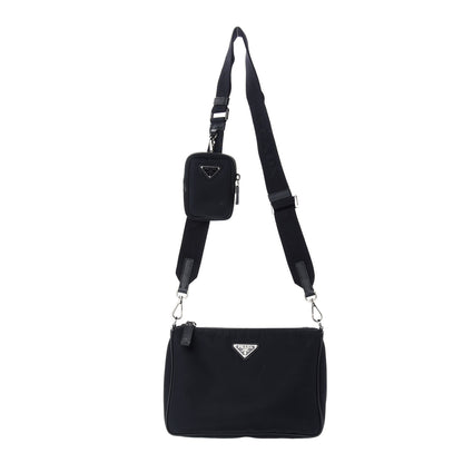 Prada Re-Nylon Saffiano Pocket Zippered Shoulder Bag Black 1 of 11