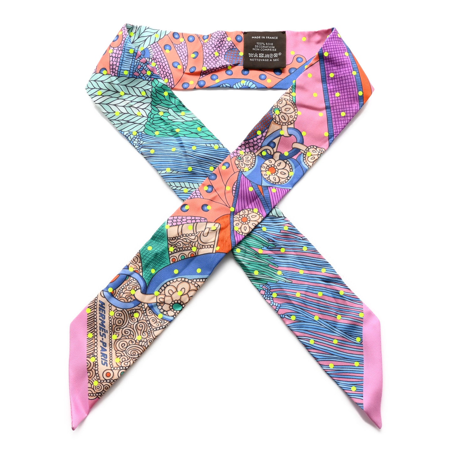 Silk Selle de Dignitaire Plumetis Twilly Rose Saumon Vert