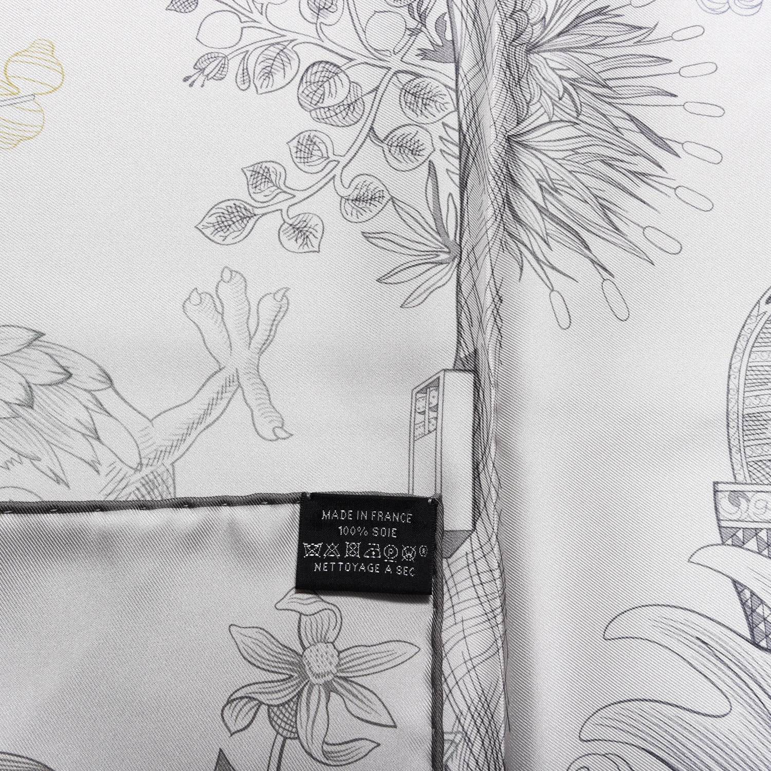 Hermes Silk Della Cavalleria Favolosa Reversible Scarf 90 Gris Argente Jaune Etoupe 5 of 6