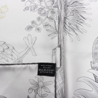 Hermes Silk Della Cavalleria Favolosa Reversible Scarf 90 Gris Argente Jaune Etoupe 5 of 6