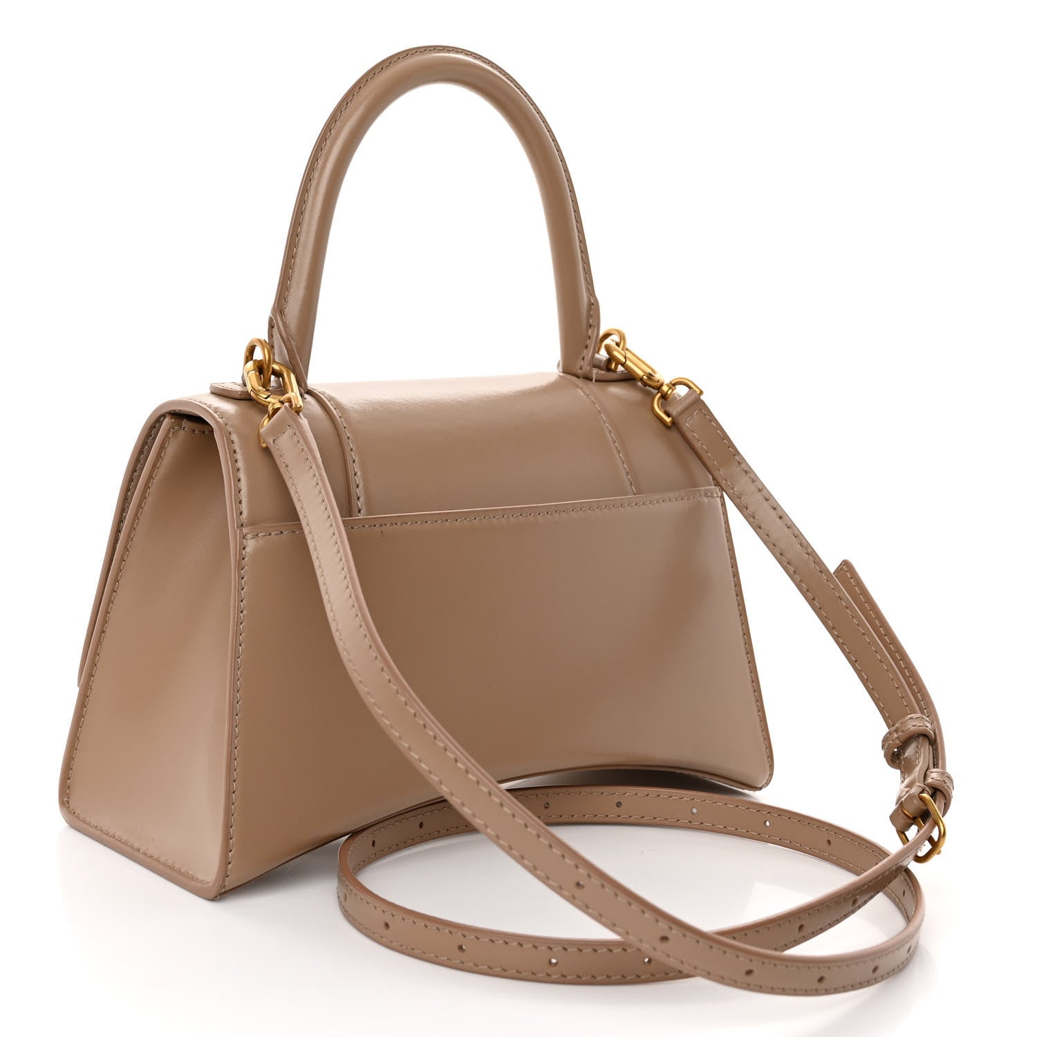 Balenciaga Shiny Box Calfskin Small Hourglass Top Handle Bag Sand 3 of 9