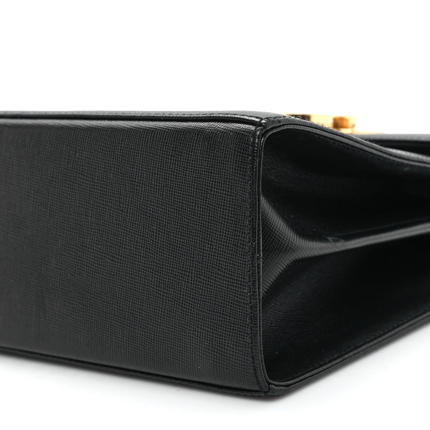 Hammered Calfskin Small Iconic Top Handle Bag Black