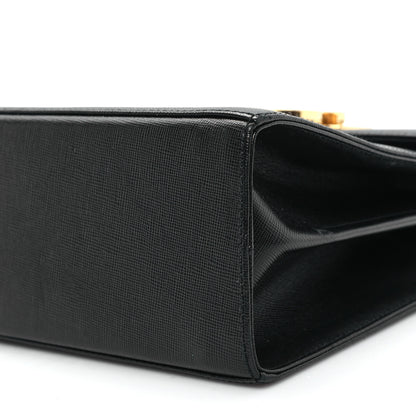 Salvatore Ferragamo Hammered Calfskin Small Iconic Top Handle Bag Black 10 of 12