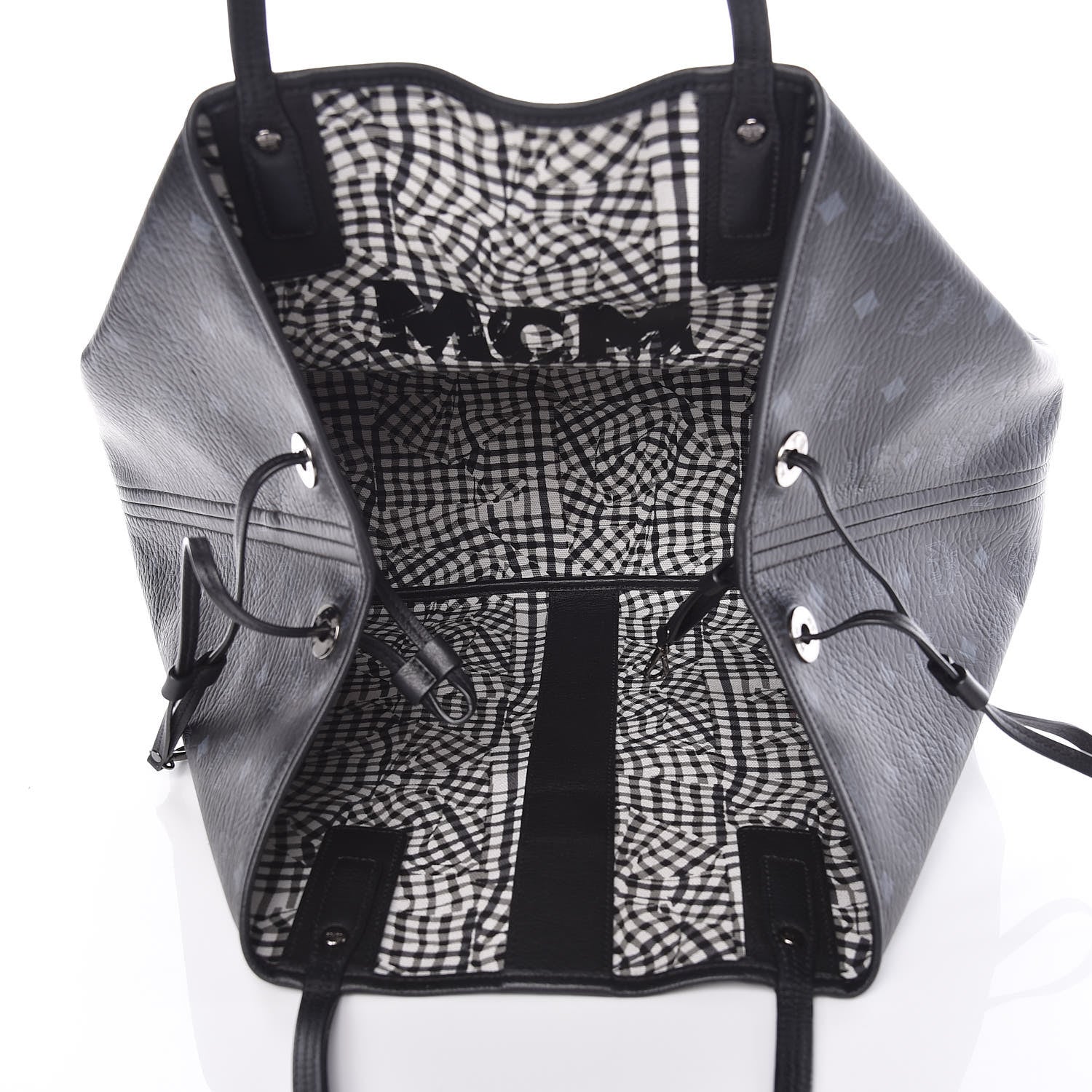 MCM Visetos Large Liz Reversible Shopper Tote Black 10 of 16