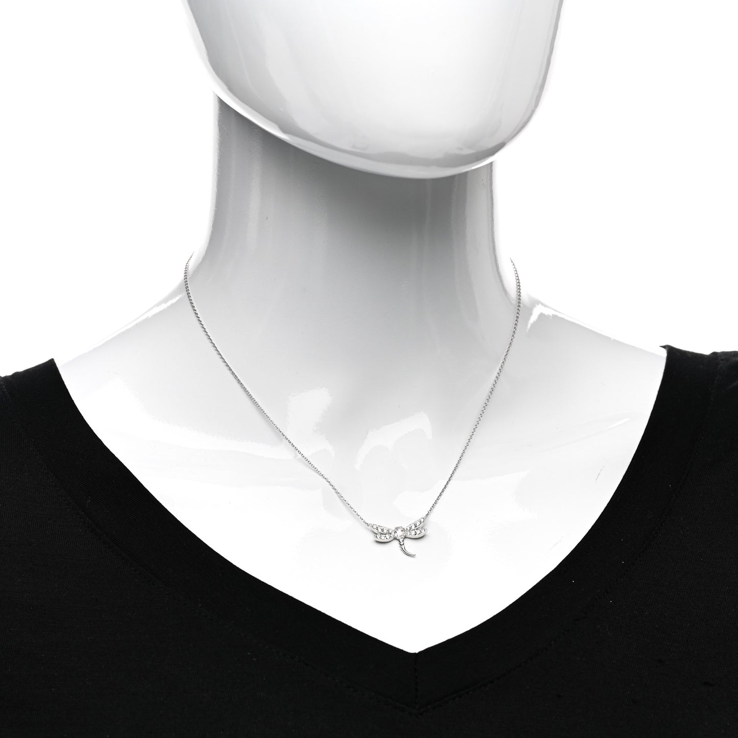 Platinum Diamond Enchant Dragonfly Pendant Necklace