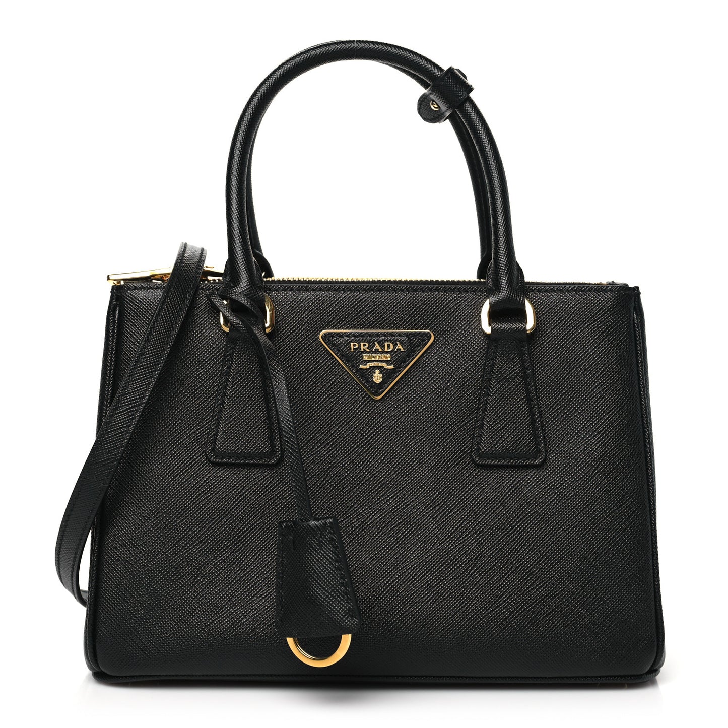 Saffiano Small Galleria Double Zip Tote Black