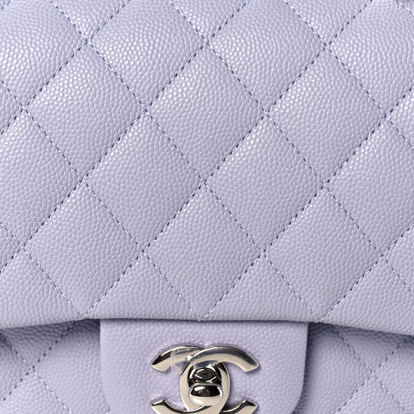 Caviar Quilted Medium Double Flap Light Purple