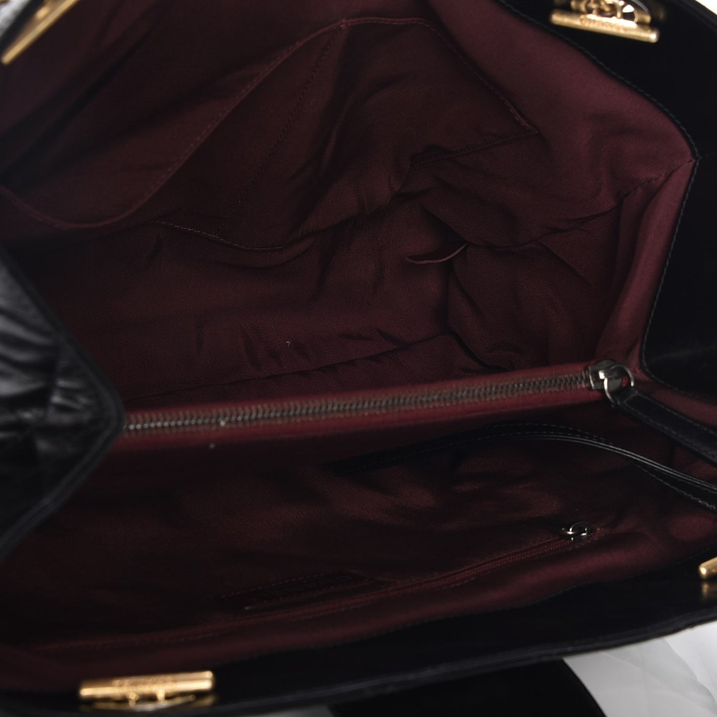 Glazed Calfskin Quilted Tote Black