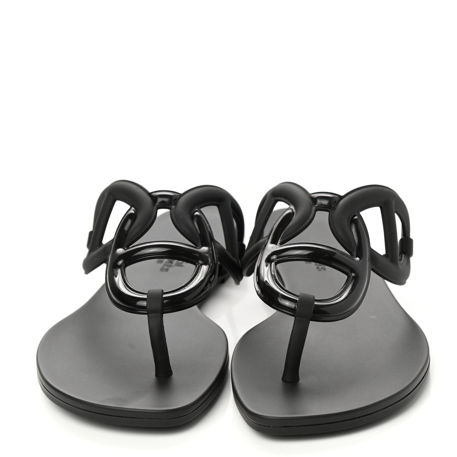 Hermes Rubber Womens Egerie Sandals 38 Black 2 of 9