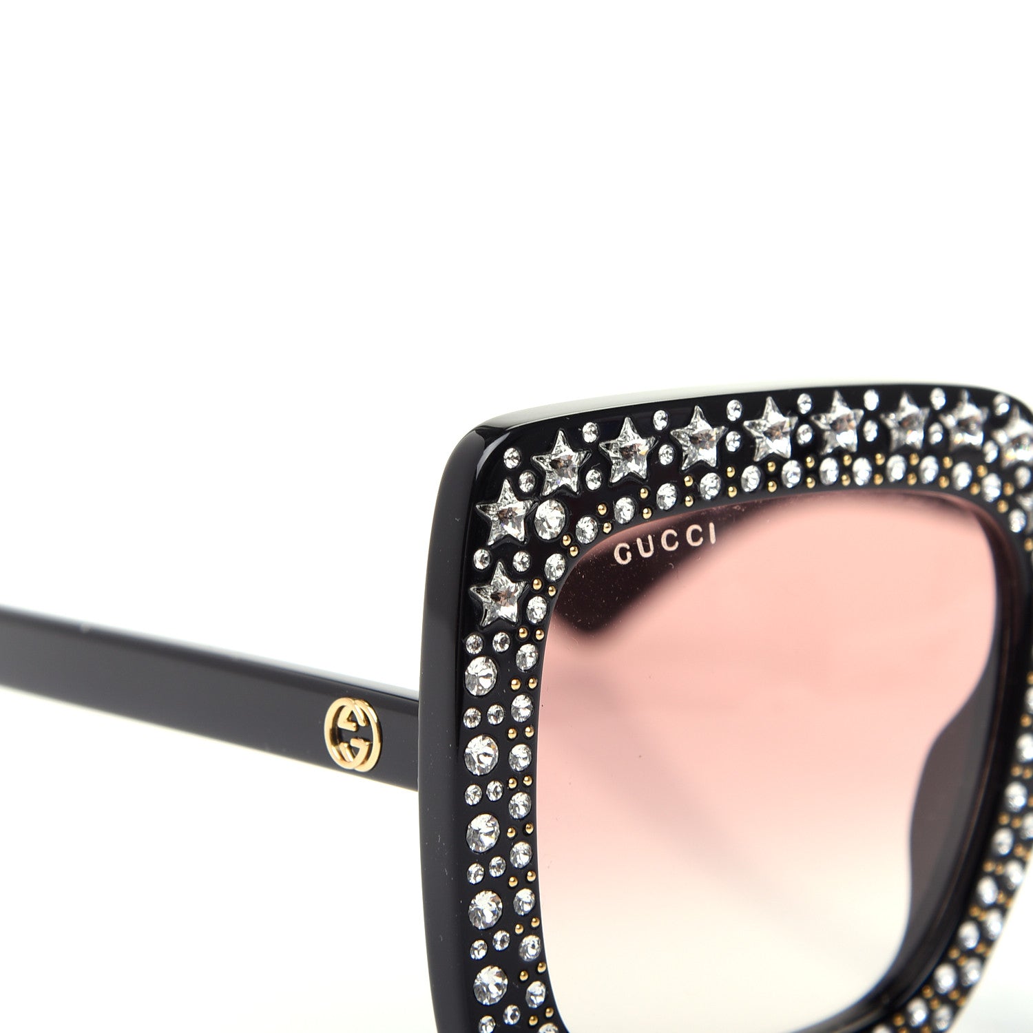 Gucci Acetate Crystal Oversize Sunglasses GG0148S Black 7 of 8