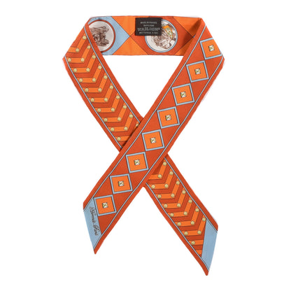 Hermes Silk Colliers Et Chiens Twilly Potiron Orange Ciel 1 of 3