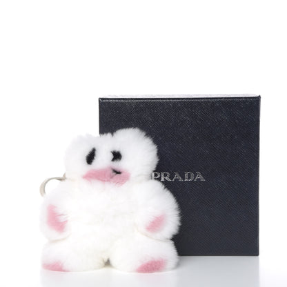 Prada Fur Rabbit Charm White Pink 4 of 4