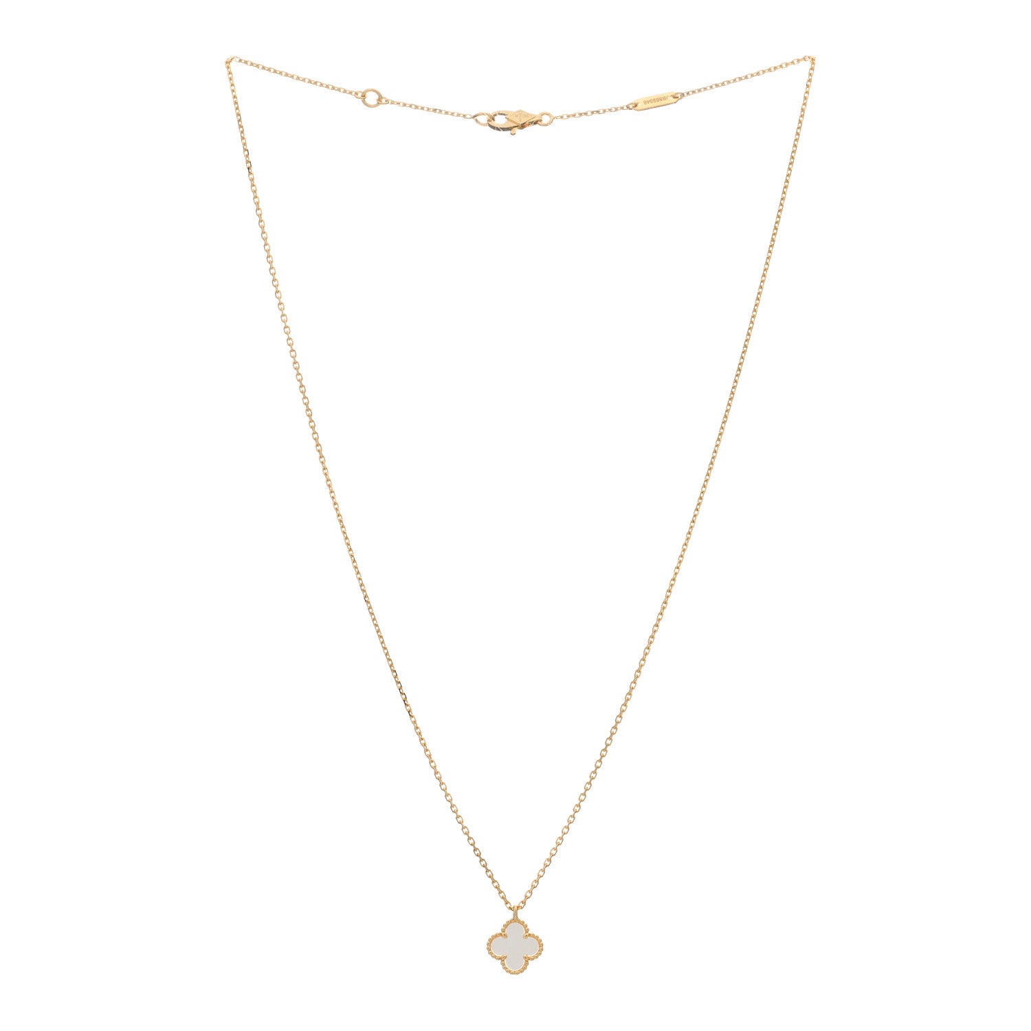Van Cleef & Arpels 18K Yellow Gold Mother of Pearl Sweet Alhambra Pendant Necklace 2 of 3