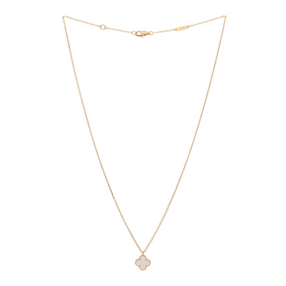 Van Cleef & Arpels 18K Yellow Gold Mother of Pearl Sweet Alhambra Pendant Necklace 2 of 3