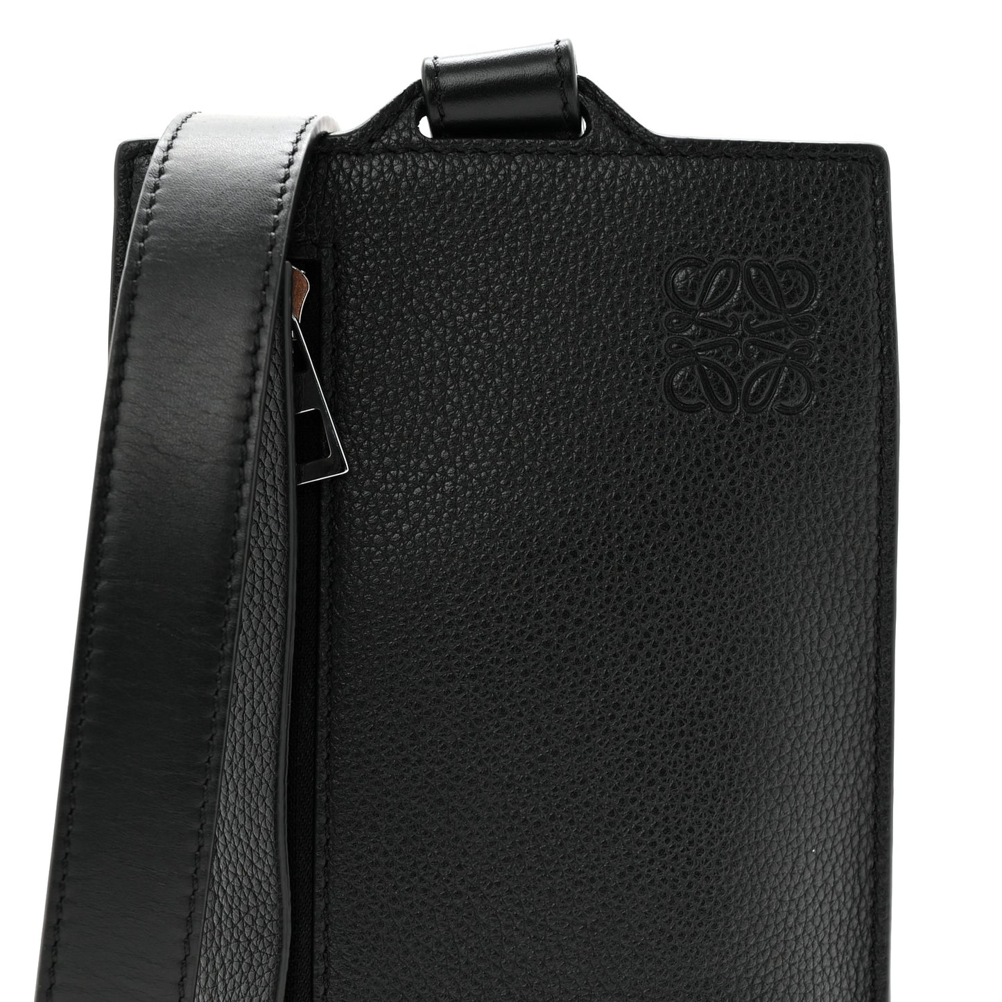 Soft Grained Calfskin Vertical T-Pocket Crossbody Bag Black