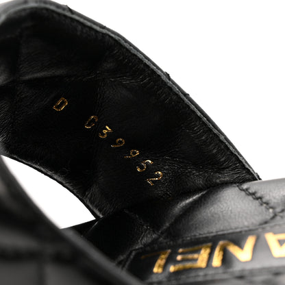 Chanel Shiny Goatskin Cork CC Wedge Sandals 37.5 Black 9 of 11