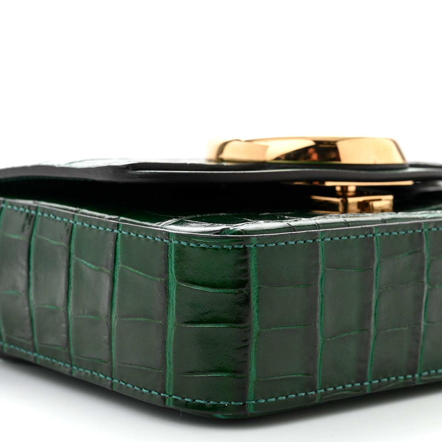 Chloe Calfskin Crocodile Embossed Mini C Double Carry Woodsy Green 8 of 10