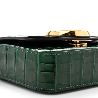 Chloe Calfskin Crocodile Embossed Mini C Double Carry Woodsy Green 8 of 10