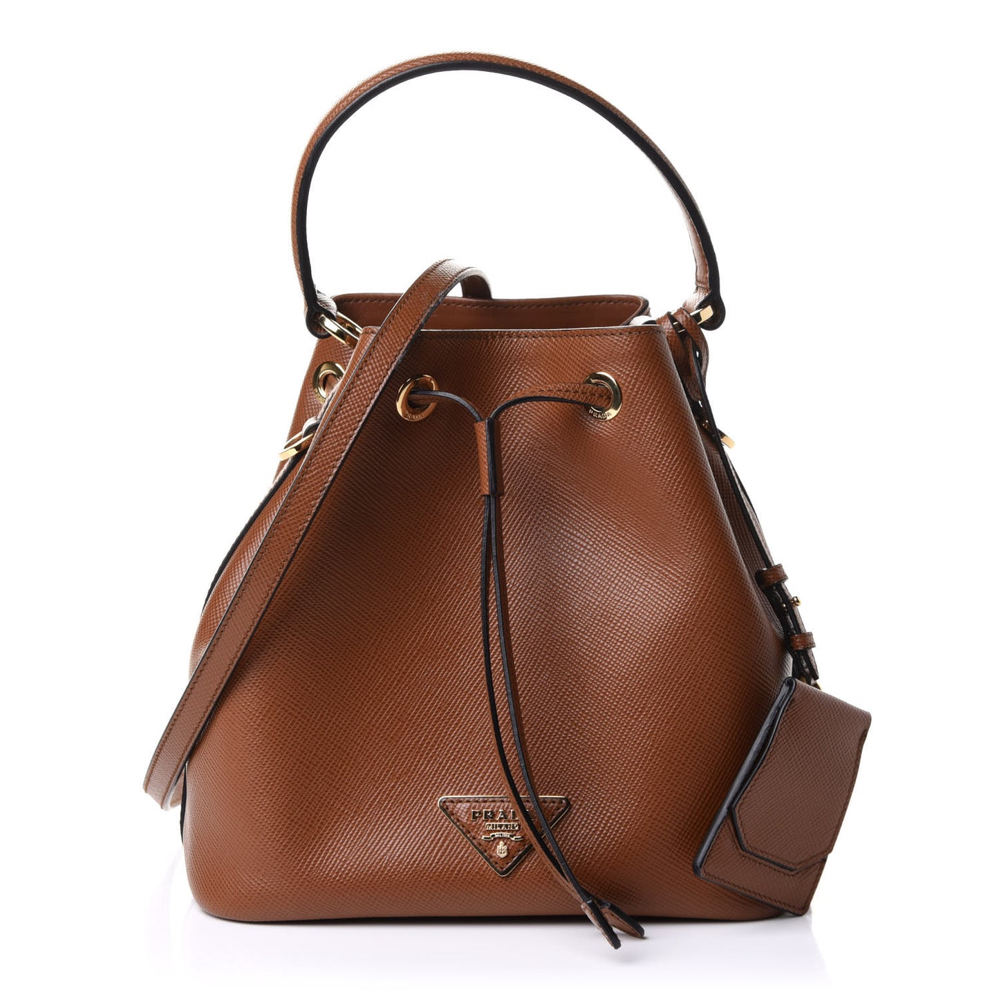 Saffiano Cuir Bucket Bag Cognac