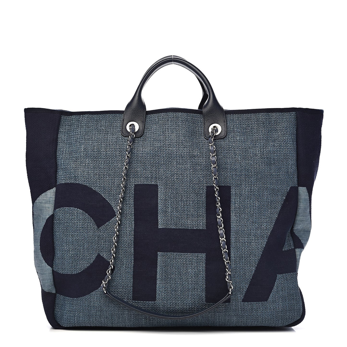 Canvas Large Shopping Tote Dark Blue