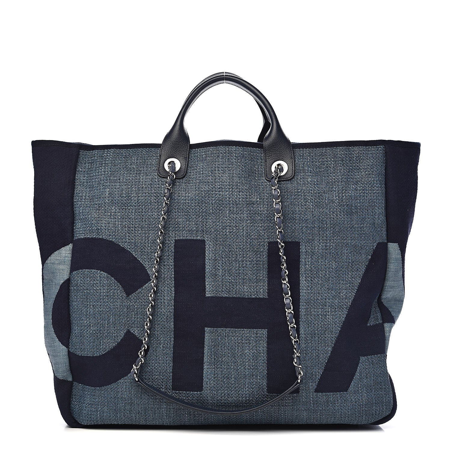 Chanel Canvas Large Shopping Tote Dark Blue 1 of 10
