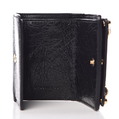 Balenciaga Agneau Arena Classic Gold Hardware Mini Wallet Black 5 of 9