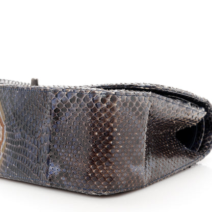 Chanel Metallic Snakeskin Jumbo Double Flap Blue 10 of 10