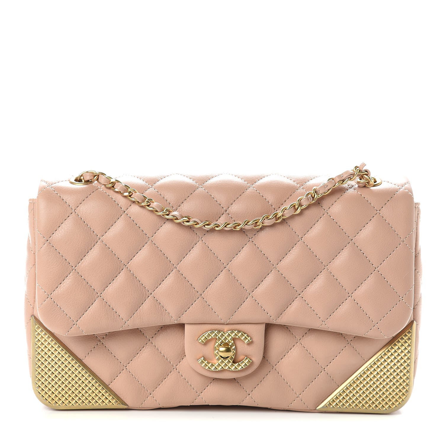 Chanel Calfskin Quilted Rock The Corner Flap Beige 1 of 11