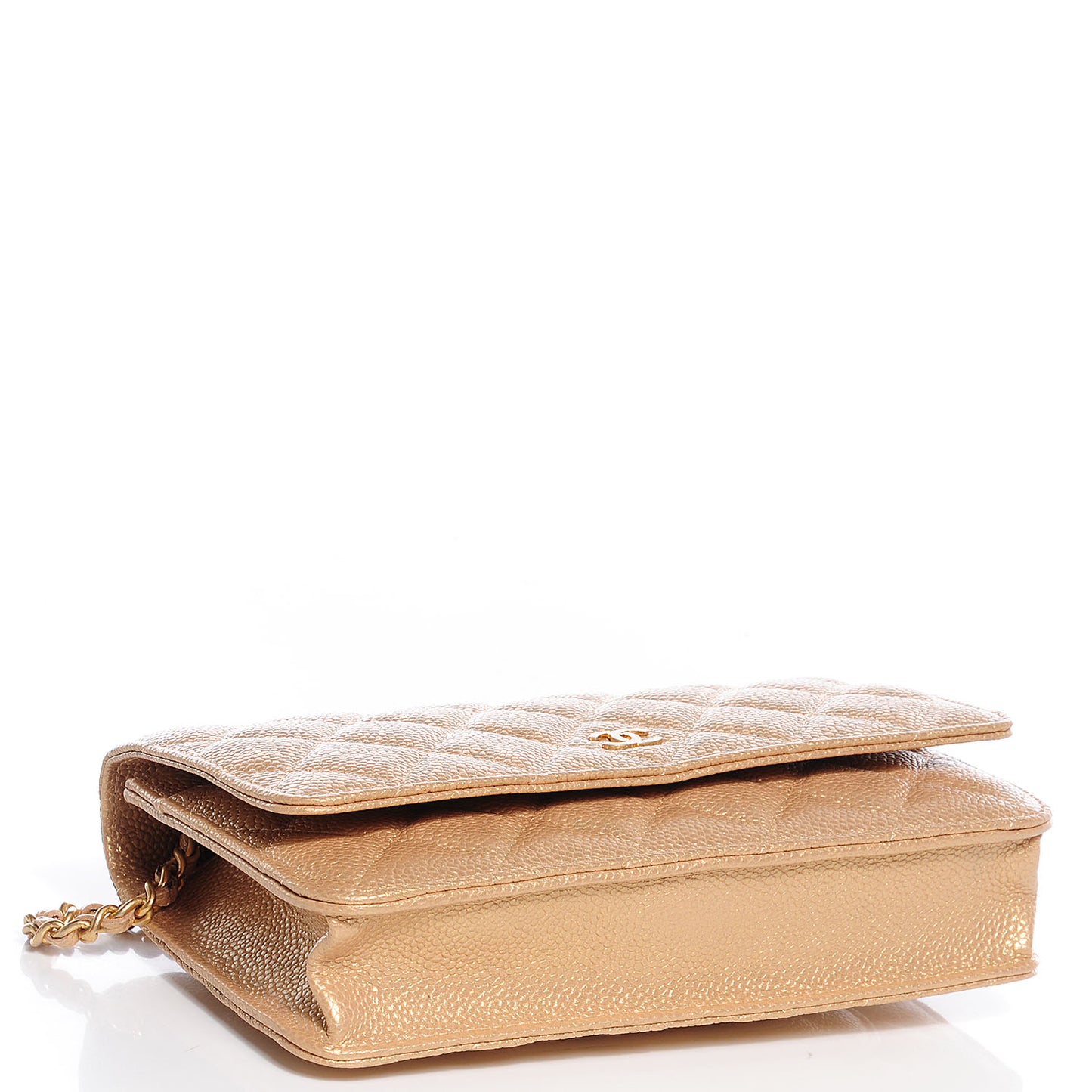 Caviar Quilted Wallet on Chain WOC Gold