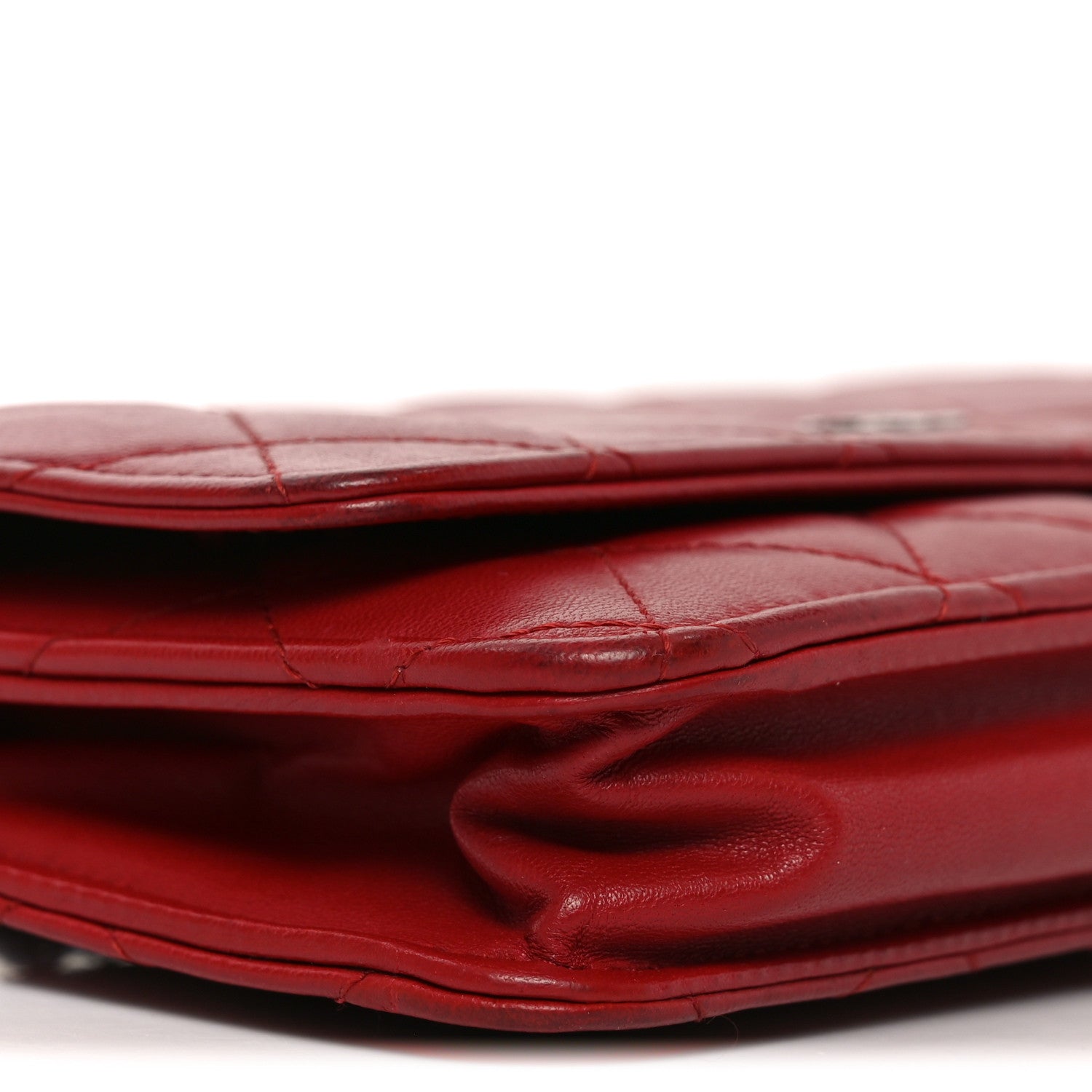 Chanel Lambskin Quilted Wallet On Chain WOC Red 9 of 10