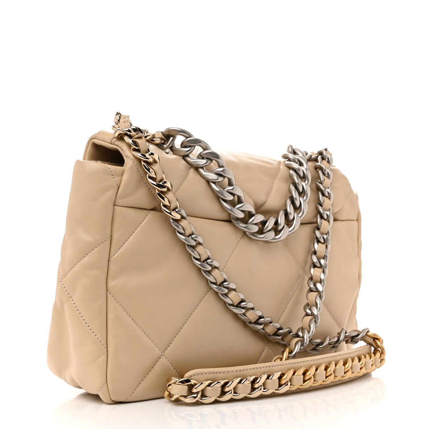 Chanel Lambskin Quilted Large Chanel 19 Flap Beige 3 of 14
