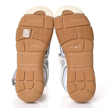 Gucci Mesh Fabric Mens Tinsel Sport Sandals 10 White Silver 5 of 14