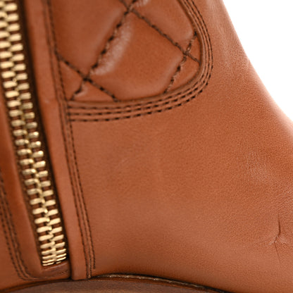 Chanel Calfskin CC Logo Mid Calf Boots 38.5 Caramel 13 of 13