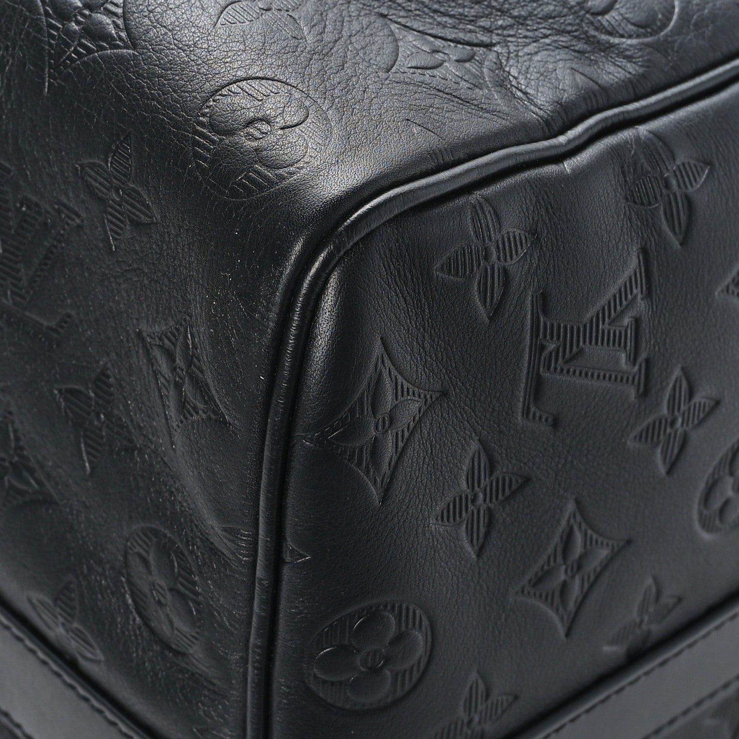 Louis Vuitton Calfskin Shadow Monogram Keepall Bandouliere 50 Black 7 of 9