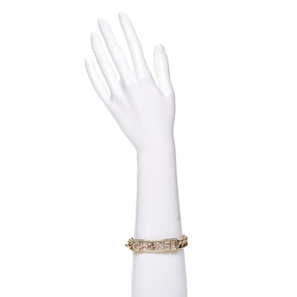 Chanel Crystal Chain Logo Bracelet Gold 2 of 4