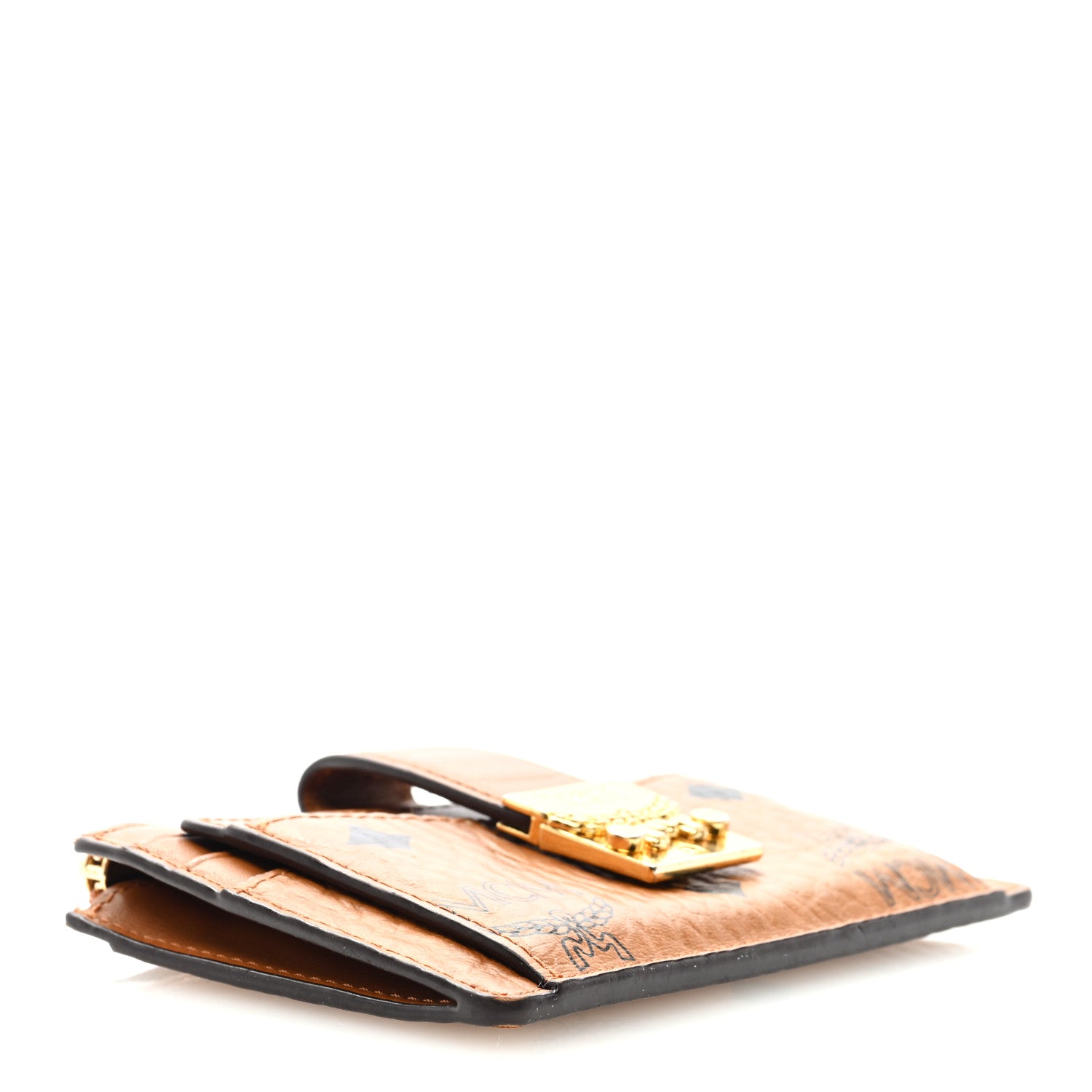 MCM Calfskin Visetos Patricia Mini Card Holder Cognac 4 of 7