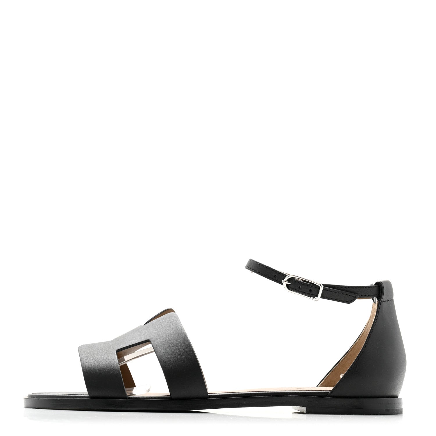 Hermes Calfskin Santorini Sandals 39 Black 1 of 10