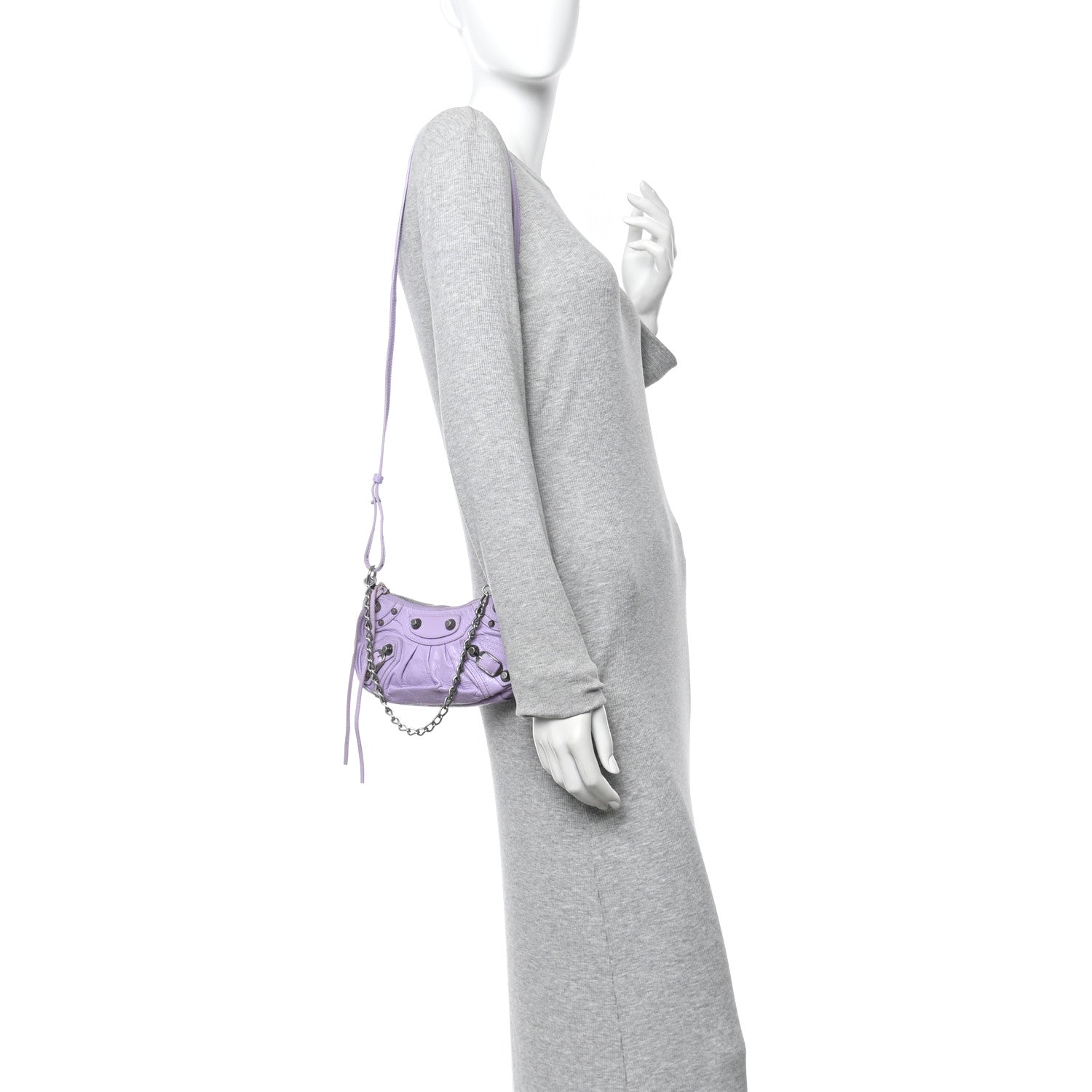 Balenciaga Agneau Arena Le Cagole Mini Purse With Chain Lilac 2 of 14