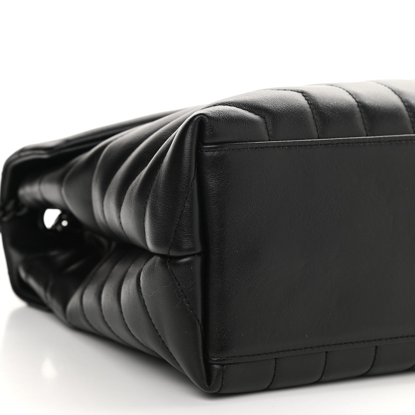 Calfskin Y Quilted Monogram Medium Loulou Chain Satchel Black
