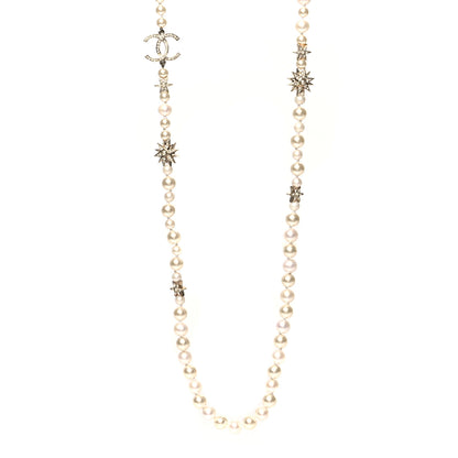 Chanel Pearl Crystal CC Star Long Necklace Gold 1 of 5