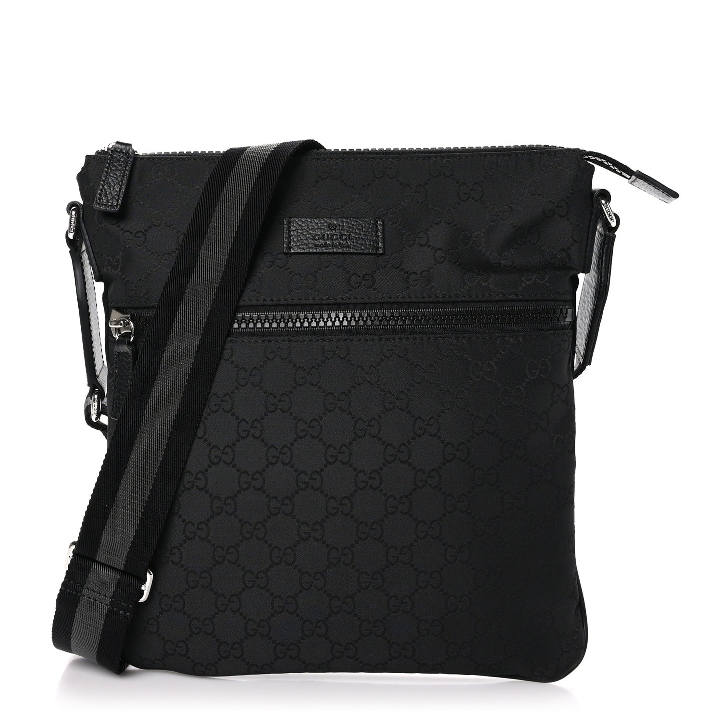 Nylon Monogram Small Flat Messenger Bag Black