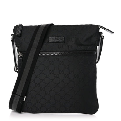 Gucci Nylon Monogram Small Flat Messenger Bag Black 1 of 10