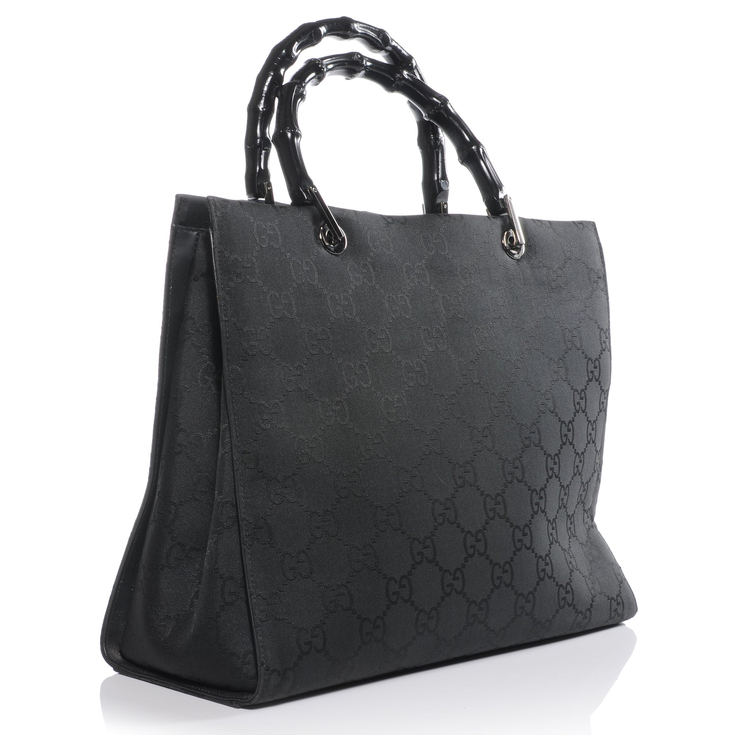 Nylon Monogram Bamboo Handle Bag Black